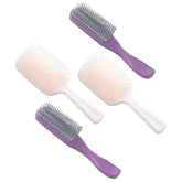 Kuber Industries Hair Brush | Flexible Bristles Brush | Hair Brush with Paddle | Straightens & Detangles Hair Brush | Suitable For All Hair Types | Hair Brush Styling Hair | Set of 4 | Beige & Purple